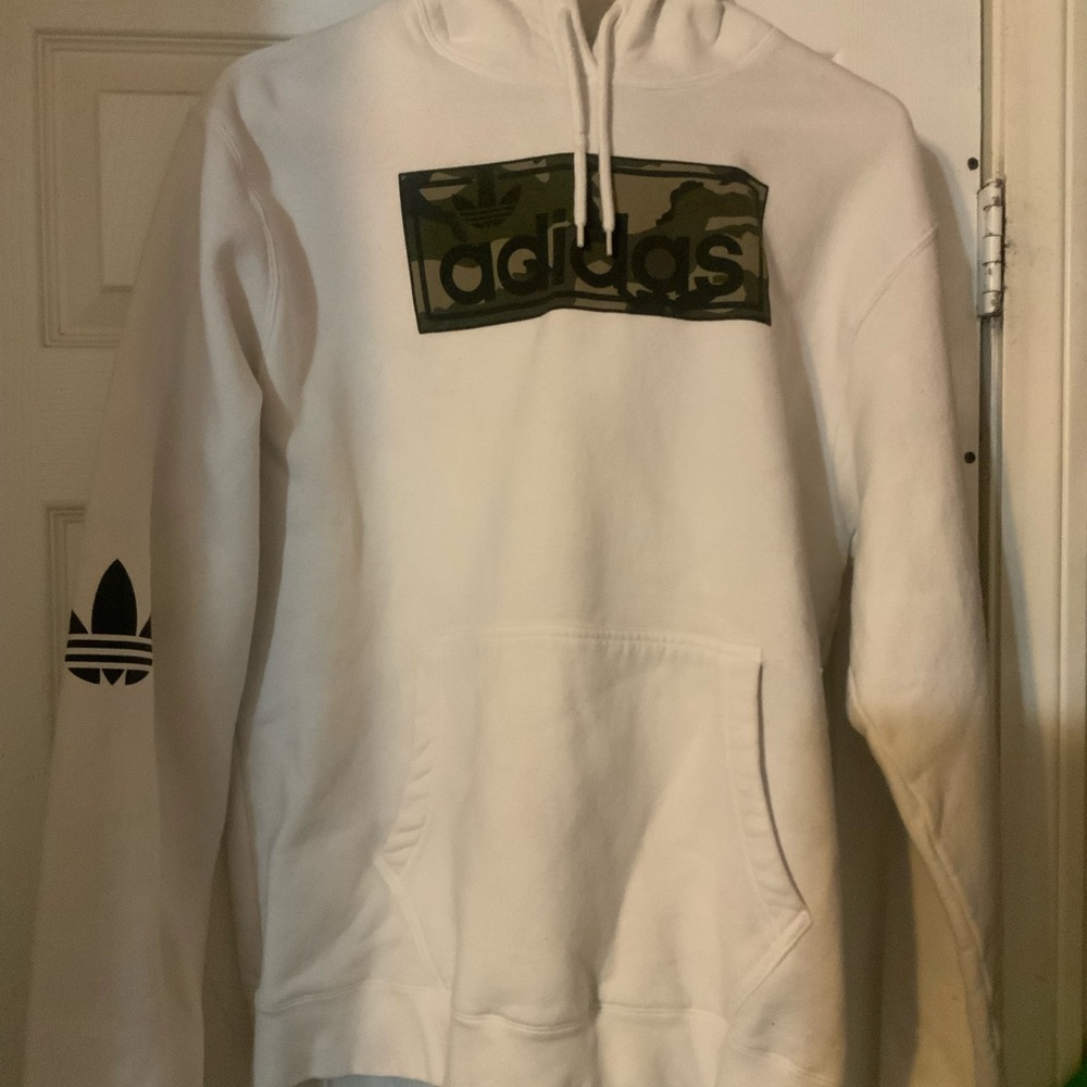 Adidas White and Black Men's Hoodie